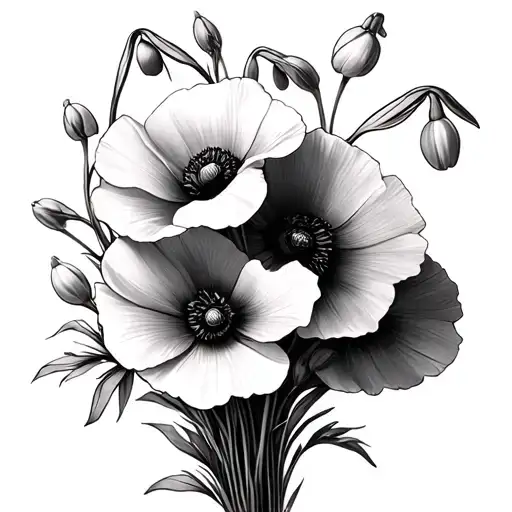 Snowdrop Poppy And Cosmo Bouquet