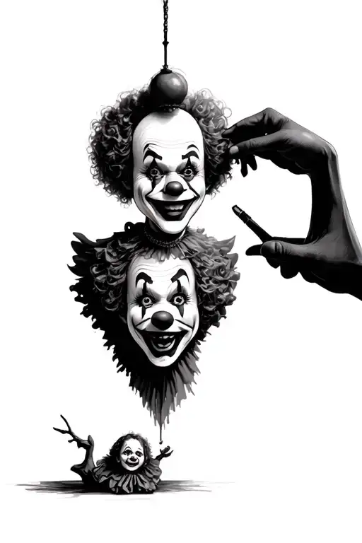 A Clown Puppeteering A Smaller Clown Below