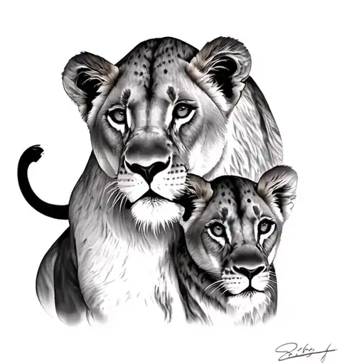 Lioness And Cub