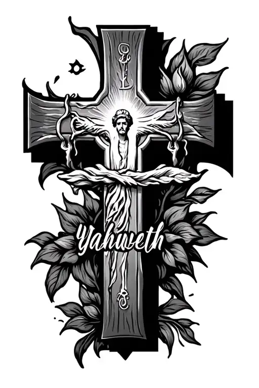 Yahweh In Wordswith Cross And A Verse From The Bible Scripture That Stands For Breath
