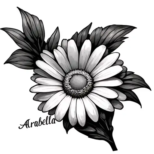Fine Line Tatoo With 1 Daisy With The Name Arabella On The Stem