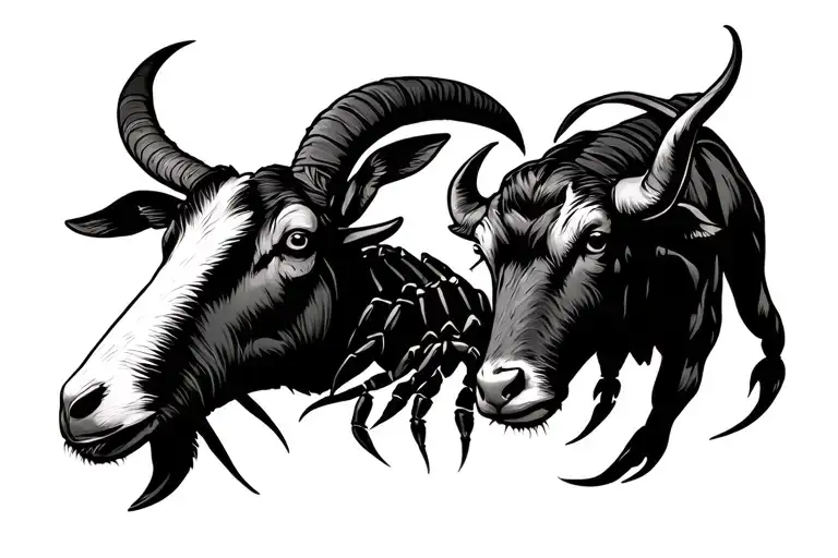 A Goat And A Scorpion And A Bull