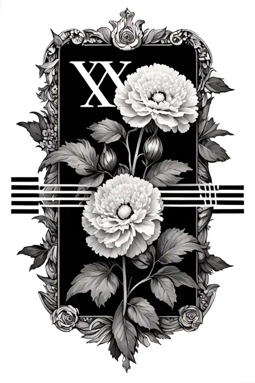 Roman Numerals W Carnation
