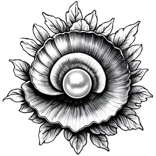 Memorial Tattoo Featuring Shell And Pearl Inside