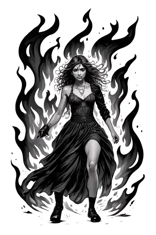 Girl Walking Out Of Fire