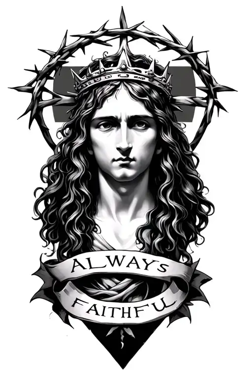 Trinity With Crown Of Thorns And The Words Always Faithful