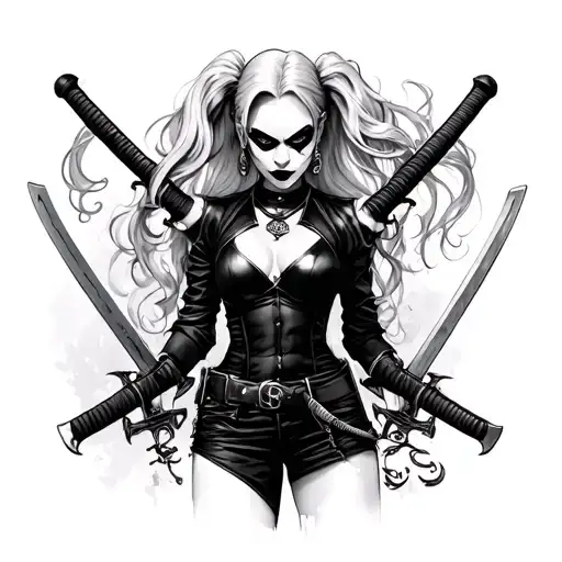 Harley Quinn With Katanas
