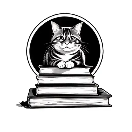 Cat Sitting On Top Of Books