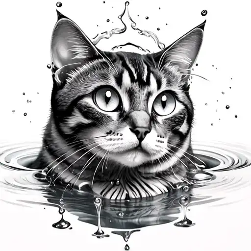 Cat With 3 Eyes Water And Reflections Cat Have Aura On Head Spreading
