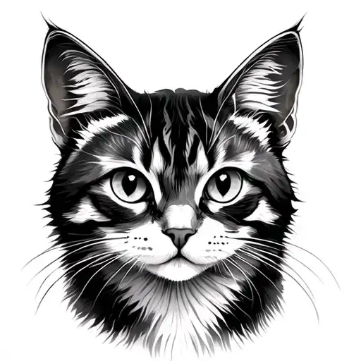 Abstract Illustration Of Standing Curious Cat