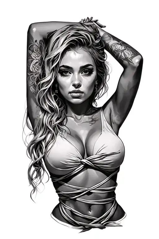 Tied Up Woman Posing