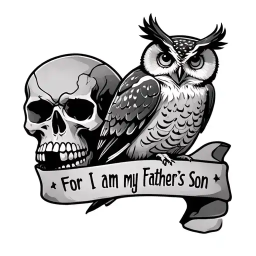 For I Am My Fathers Son In Banner With Owl Perched On Broken Skull