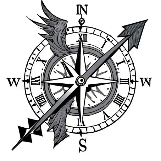 Half Compass Half Clock Arrow Going