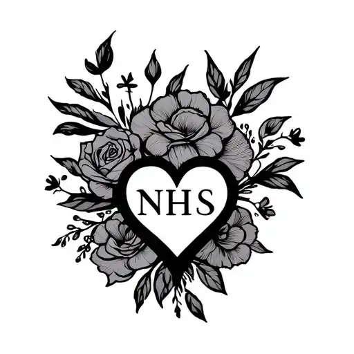 Minimalistic Stencil Feminine And Heart Tattoo With Initials Nhss