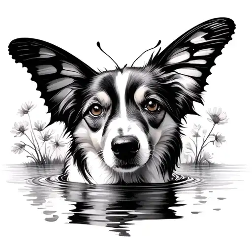 December Flower Dog Butterfly Lake Water