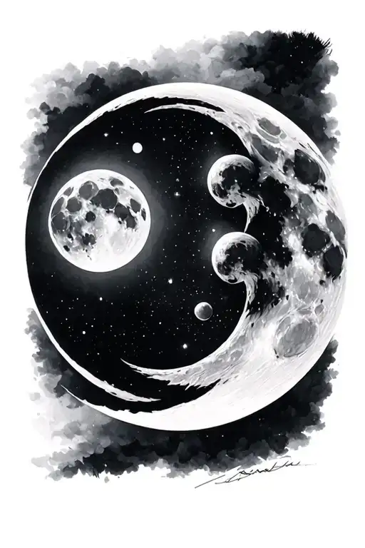 Sun Moon Film Photo Realistic Moon