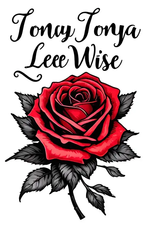 I Want The Name Tonya Lee Wise In Cursive With A Red Rose