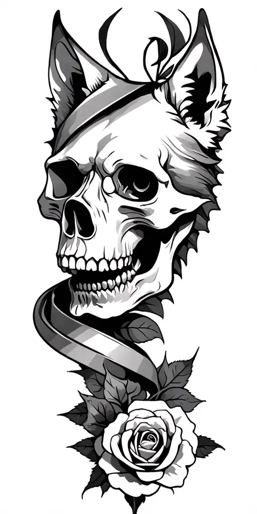 Skull Wolf Rose Wrapped