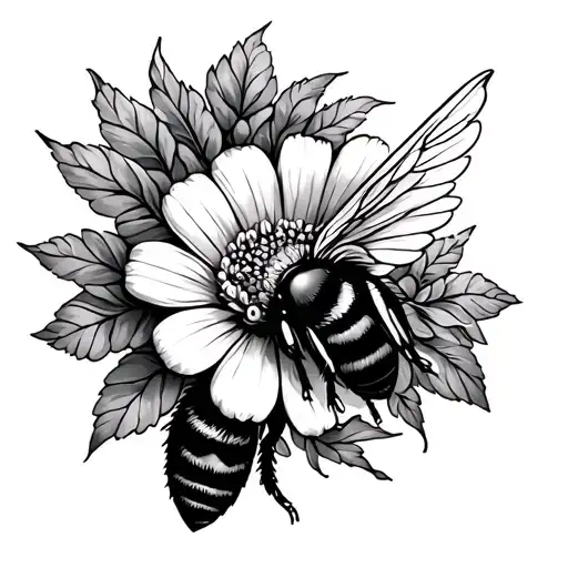 Flower And 1 Big Bee With 2 Smqall B's That Have The Letter B For Wings