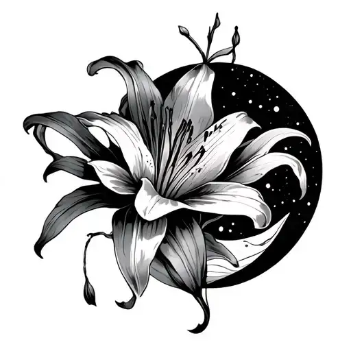 Lily Intertwined With The Moon