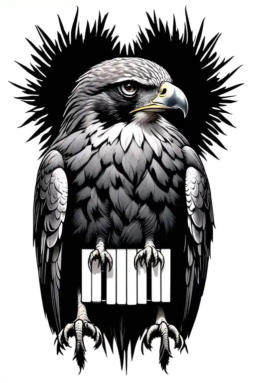 Hawk With Paino Keys Forming
