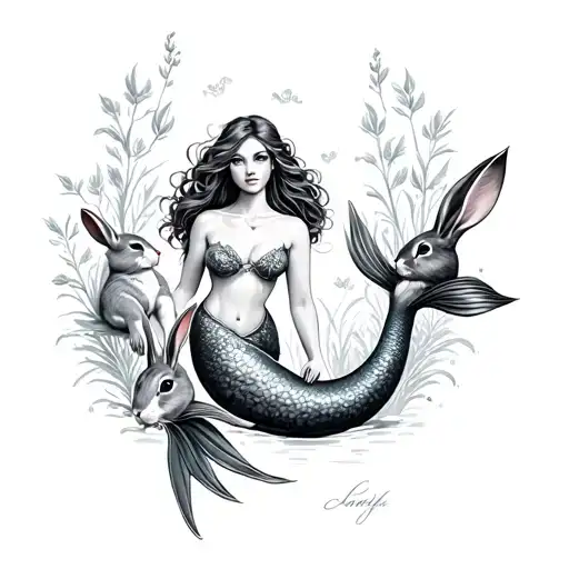 A Mermaid With Rabbits