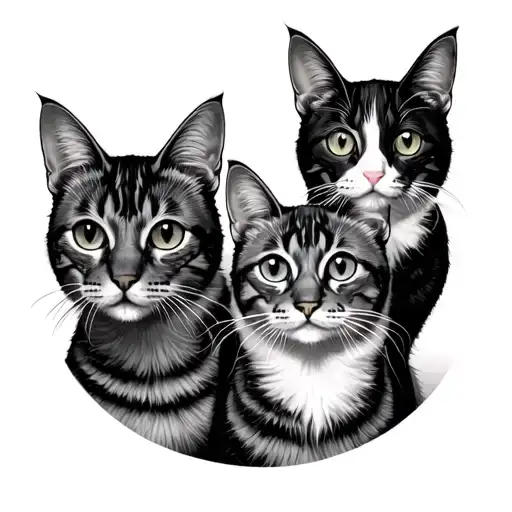 Various Cats Looking At Camera