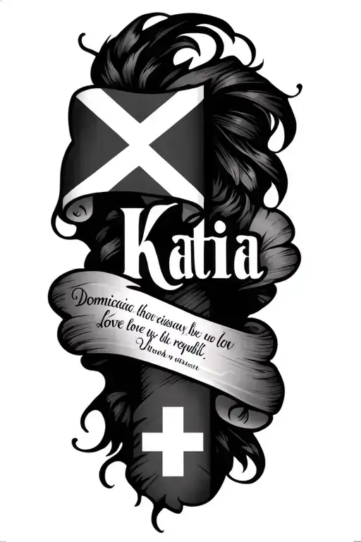 The Name Katia With A Bible Verse About Love And The Dominican Republic Flag