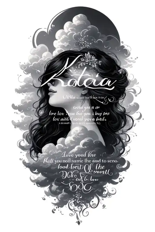 The Name Katia With A Bible Verse About Love And Clouds
