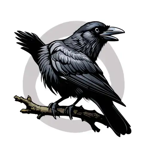 Crow Perched On A Branch