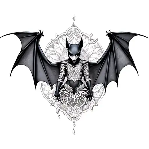 Bat Wings With Mandala Along