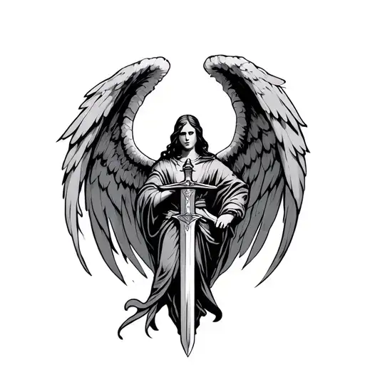 Arch Angel Holding A Sword