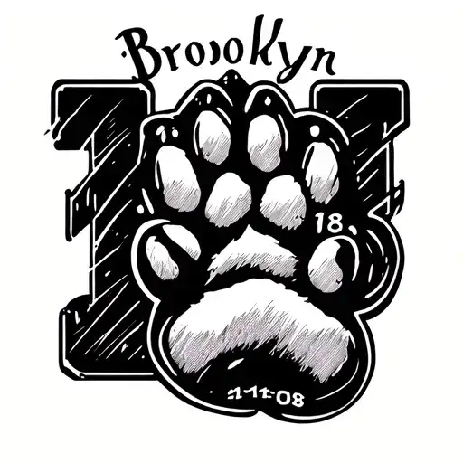The Word Brooklyn The Number 1118 And A Pawprint
