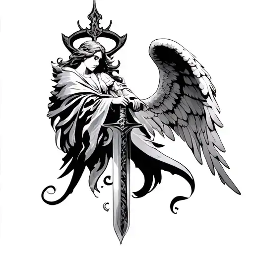 Arch Angel Holding A Sword