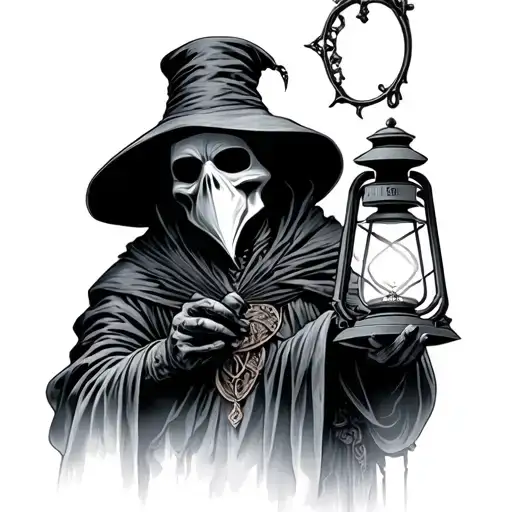 Plague Doctor Holding A Lantern
