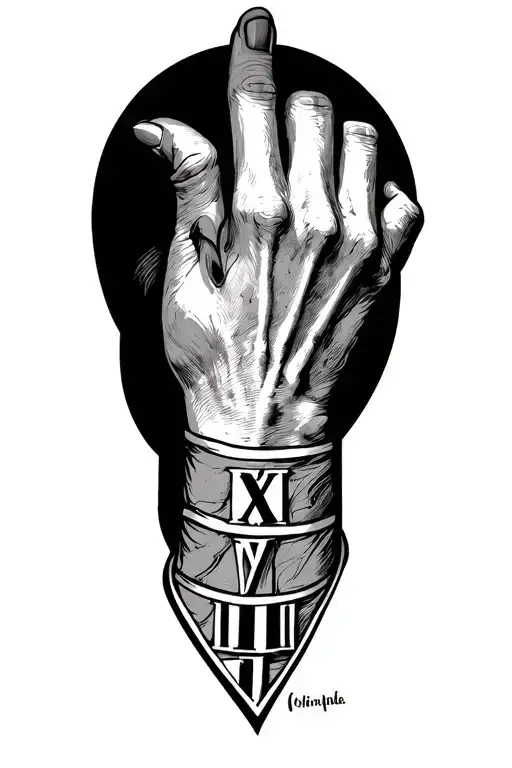 Hand With Roman Numerals For Dates As Fingers