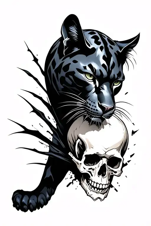 Black Panther Animal Crashing A Skull