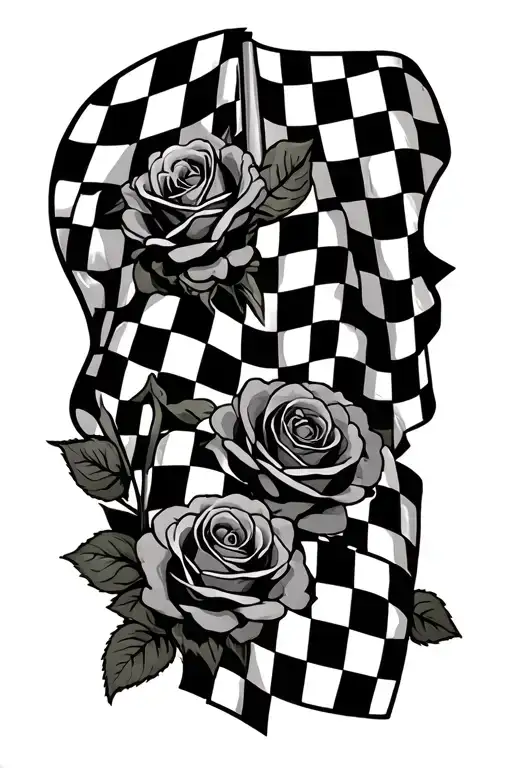 Checkered Flag With Roses