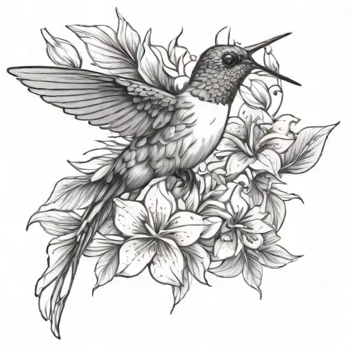 Hummingbird And Flowers