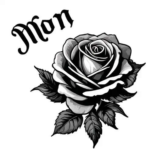 Rose With Old English Letter Saying Mom