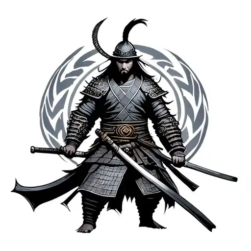 Un Samurai Warrior Wielding