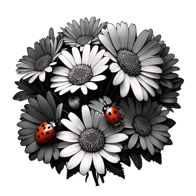 Daisy Bouquet With Ladybug Resting