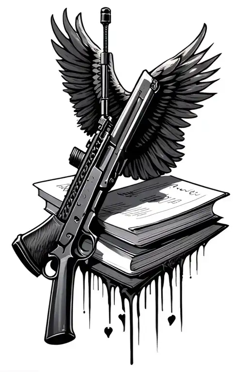 Angle With Ak 47 And Book