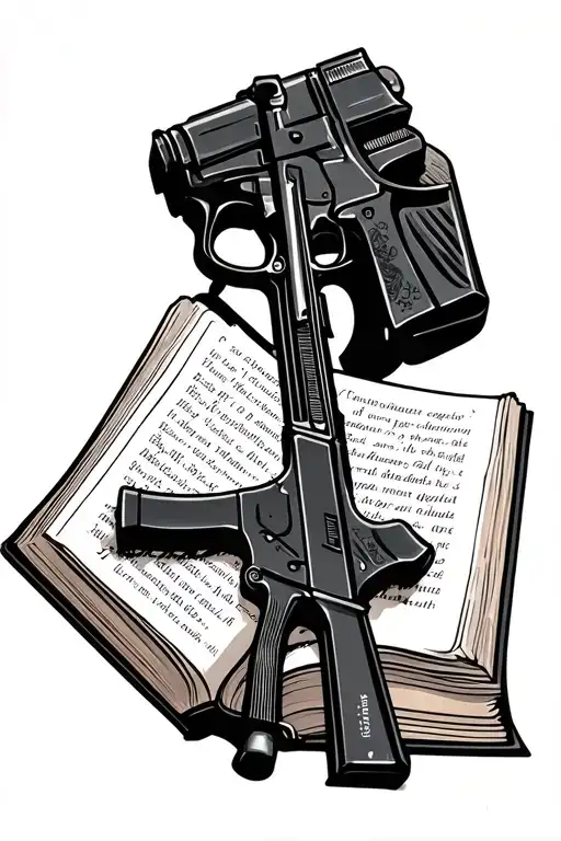 Angle With Ak 47 And Book Open In Front