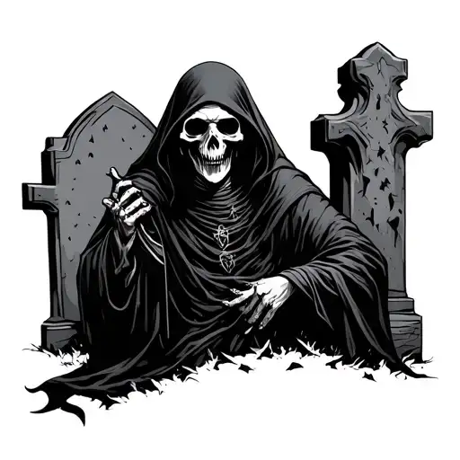 Grim Reaper With Tombstones