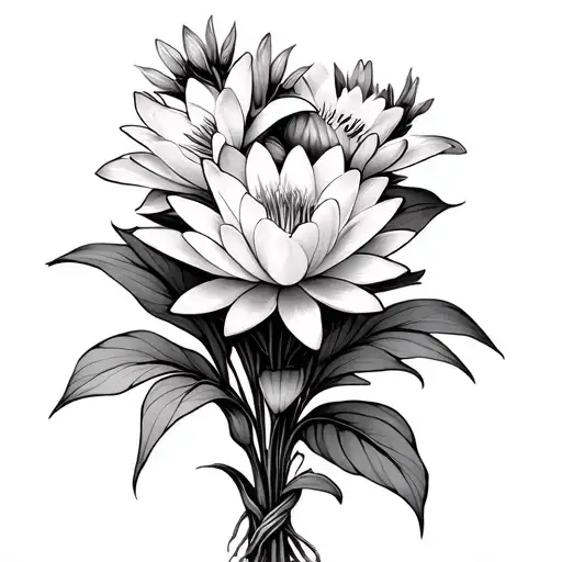 Larkspur And Water Lily Bouquet