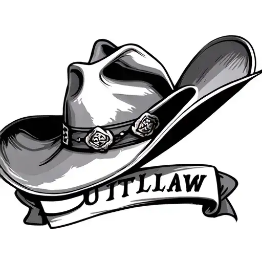 Cowboy Hat With A Outlaw Word Below