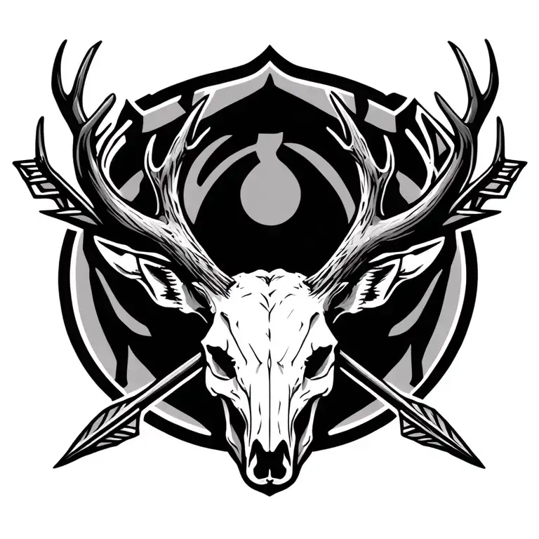 Tribal Deer Skull With Two Arrows Crossing Each Other