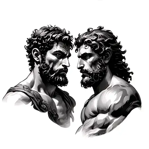 David And Goliath Facing