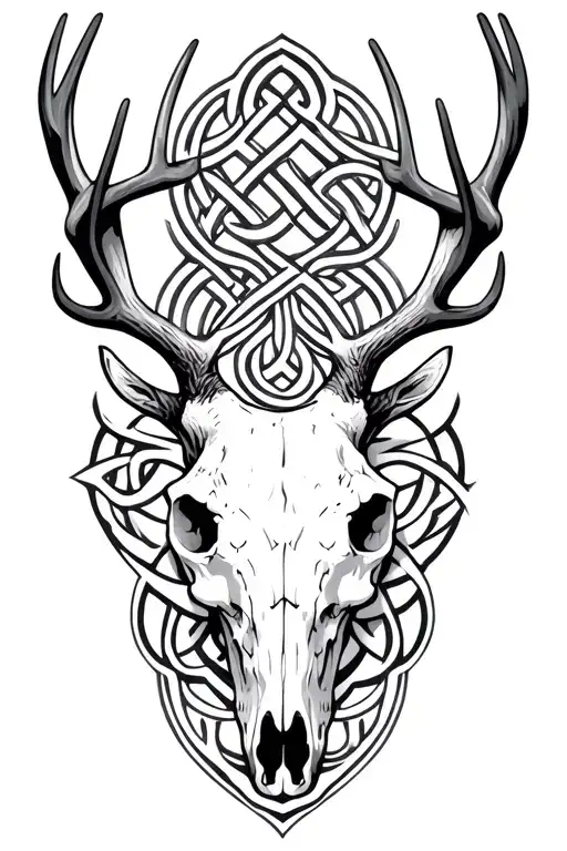 Deer Skull And Celtic Runes